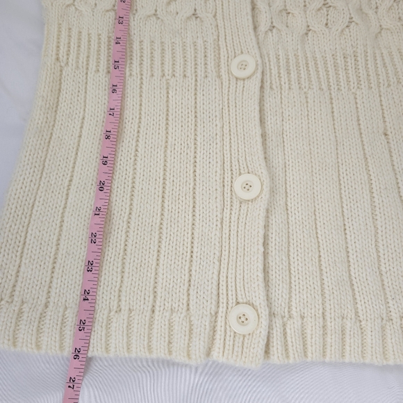 Express Cable Knit Cream Baby Doll Alpaca/wool Blend Hooded Sweater Size L - Picture 6 of 10